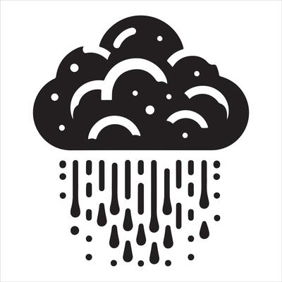 Clouds Silhouette Isolated. Weather icons. Silhouette, rain, clouds, sun, snow, cold, heat weather icons