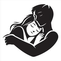 Romantic couple in various poses silhouettes collection set. Couple falling in love different poses vector