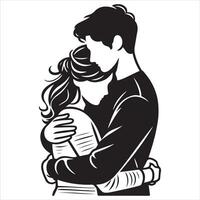 Romantic couple in various poses silhouettes collection set. Couple falling in love different poses vector