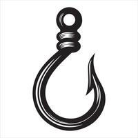 Fishing hook icon, silhouette on white background, simple hook silhouette vector