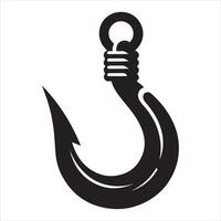 Fishing hook icon, silhouette on white background, simple hook silhouette vector