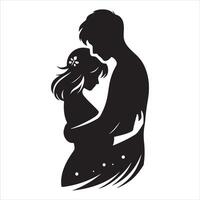 Romantic couple in various poses silhouettes collection set. Couple falling in love different poses vector