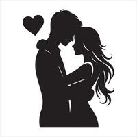 Romantic couple in various poses silhouettes collection set. Couple falling in love different poses vector