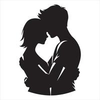 Romantic couple in various poses silhouettes collection set. Couple falling in love different poses vector