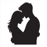 Romantic couple in various poses silhouettes collection set. Couple falling in love different poses vector