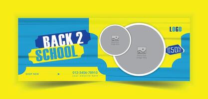 Back to school social media post, web banner, and cover template vector