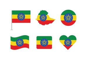 Ethiopia flag. Set of Ethiopia Flags Collection. vector
