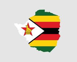 Zimbabwe Map. Map of Zimbabwe with National Flag. vector