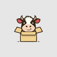 Cows in a box. illustration of farm animals in a box. vector