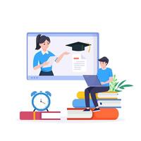 Learning online or digital e-learning studying process vector
