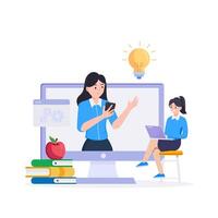 Learning online or digital e-learning studying process vector