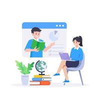 Learning online or digital e-learning studying process vector