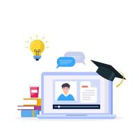Learning online or digital e-learning studying process vector