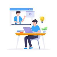 Learning online or digital e-learning studying process vector