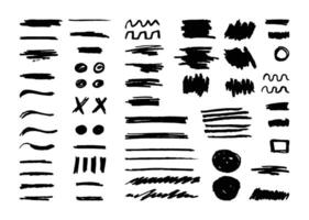 Abstract hand drawn pencil scribble element bundle. Circle, line, x, and wavy lines template. Creative freehand doodle. vector