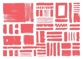 Abstract grunge paint brush strokes. Square, lines, and zigzag shapes painting graphic element. vector