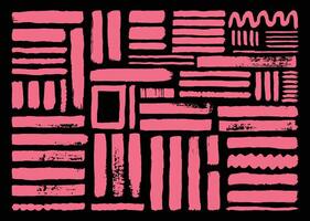 Abstract grunge paint brush strokes. Square, lines, and zigzag shapes painting graphic element. vector