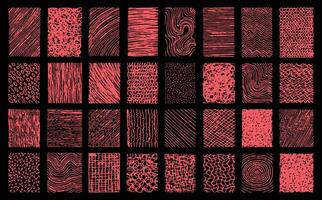 Red pen scribble design set. Abstract hatching layout. Ink doodle background template bundle. vector