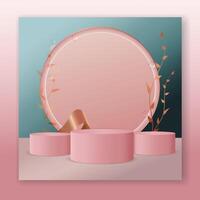 Modern and abstract background platform with pink podium.Cosmetics Product presentation, mock up, stage showcase or platform. vector