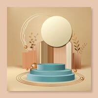 Modern and elegant cosmetics product background platform with blue podium.Cosmetics Product presentation, mock up, stage showcase or platform. vector