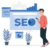 illustration of SEO or Search Engine Optimization Concept for website search results vector