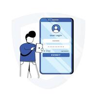 Register access login password internet online website concept flat graphic design vector