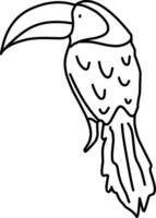 Parrot Illustration. Hand-drawn doodles illustration.Line art. Bird vector
