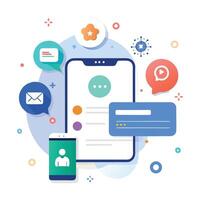 Illustration welcome message of Mobile wireframe idea with Showcasing various UI elements vector