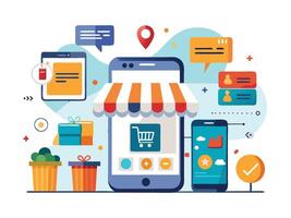 Digital Mobile Trends Analysis. smartphone displaying analytics data vector