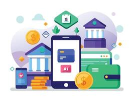 Digital Mobile Trends Analysis. smartphone displaying analytics data vector