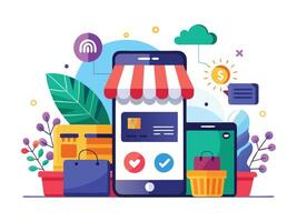 Digital Mobile Trends Analysis. smartphone displaying analytics data vector
