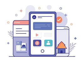 Illustration Mobile Wireframe Idea with Minimalist Design Showcasing Various UI Elements vector