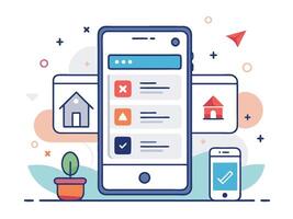 Illustration Mobile Wireframe Idea with Minimalist Design Showcasing Various UI Elements vector