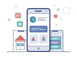 Illustration Mobile Wireframe Idea with Minimalist Design Showcasing Various UI Elements vector