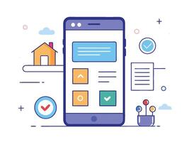 Illustration Mobile Wireframe Idea with Minimalist Design Showcasing Various UI Elements vector