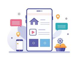 Illustration Mobile Wireframe Idea with Minimalist Design Showcasing Various UI Elements vector