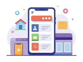 Illustration Mobile Wireframe Idea with Minimalist Design Showcasing Various UI Elements vector