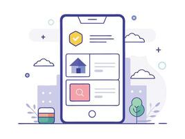 Illustration Mobile Wireframe Idea with Minimalist Design Showcasing Various UI Elements vector
