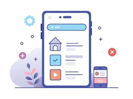 Illustration Mobile Wireframe Idea with Minimalist Design Showcasing Various UI Elements vector