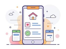 Illustration Mobile Wireframe Idea with Minimalist Design Showcasing Various UI Elements vector