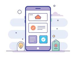 Illustration Mobile Wireframe Idea with Minimalist Design Showcasing Various UI Elements vector