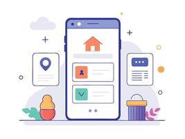 Illustration Mobile Wireframe Idea with Minimalist Design Showcasing Various UI Elements vector