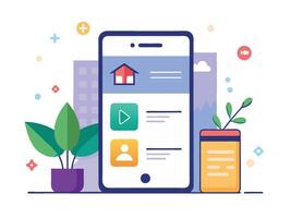 Illustration Mobile Wireframe Idea with Minimalist Design Showcasing Various UI Elements vector