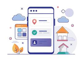 Illustration Mobile Wireframe Idea with Minimalist Design Showcasing Various UI Elements vector
