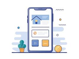 Illustration Mobile Wireframe Idea with Minimalist Design Showcasing Various UI Elements vector