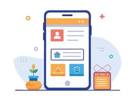 Illustration Mobile Wireframe Idea with Minimalist Design Showcasing Various UI Elements vector
