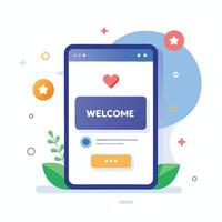 Illustration welcome message of Mobile wireframe idea with Showcasing various UI elements vector
