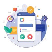 Illustration welcome message of Mobile wireframe idea with Showcasing various UI elements vector