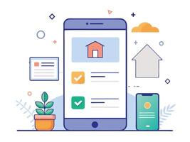 Illustration Mobile Wireframe Idea with Minimalist Design Showcasing Various UI Elements vector