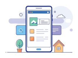 Illustration Mobile Wireframe Idea with Minimalist Design Showcasing Various UI Elements vector